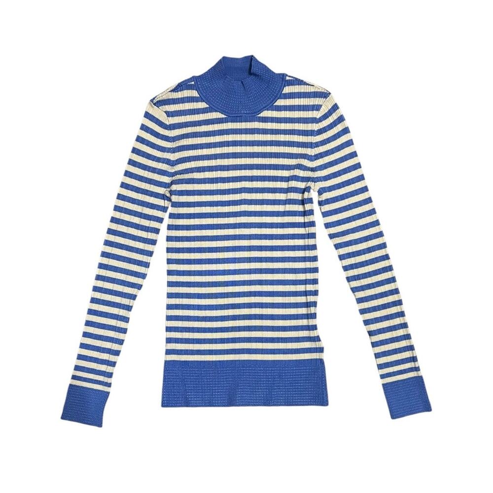 Preppy Chic Scotch & Soda Minimalist Stretch Stripe Mock Neck Top Sz XS